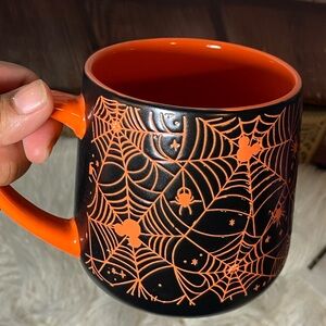Disney Mickey Mouse Spider Web Ceramic Halloween Mug - Black & Orange